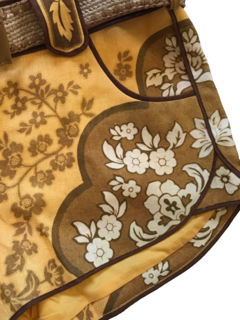 NWT Zimmermann Raie Mini Shorts Womens 0 XS Yellow Gold Brown Floral Linen NEW - Picture 9 of 14